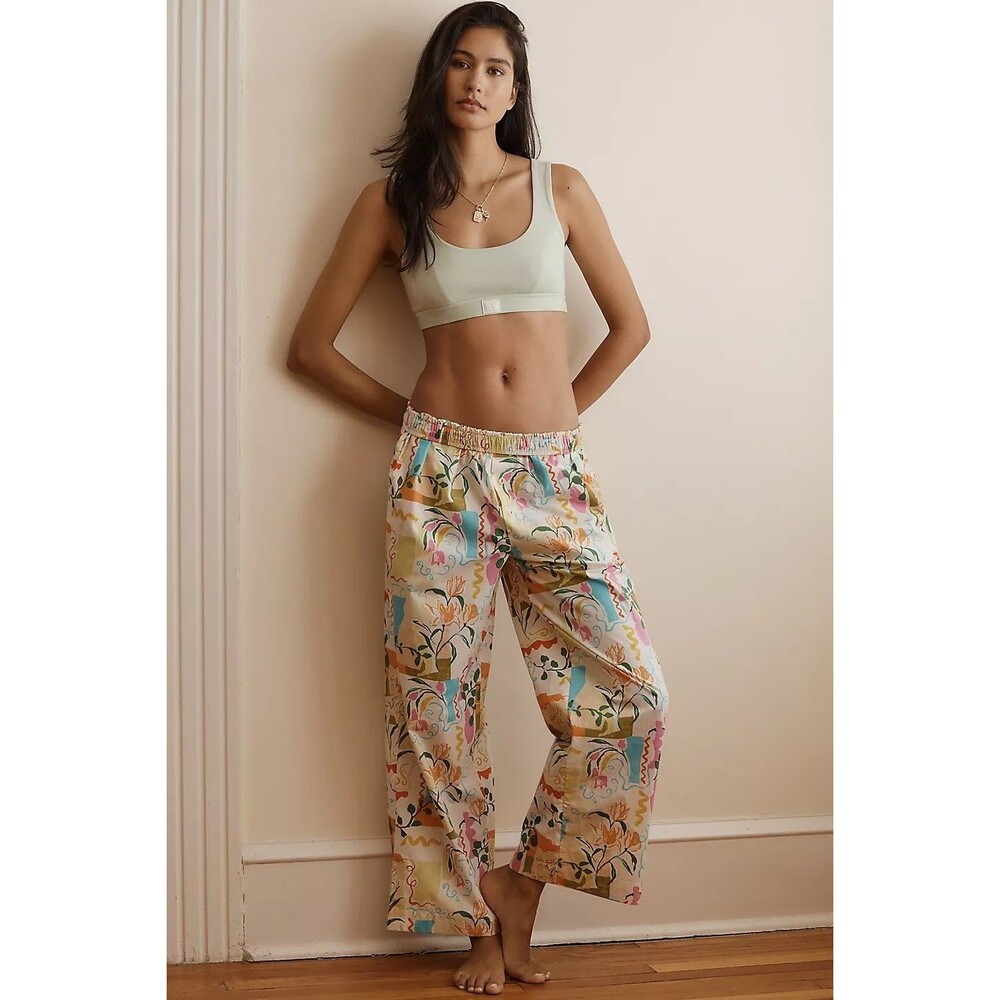 By Anthropologie The Wren Boxer Trousers Pants Printed Colorful Cotton XS 281245